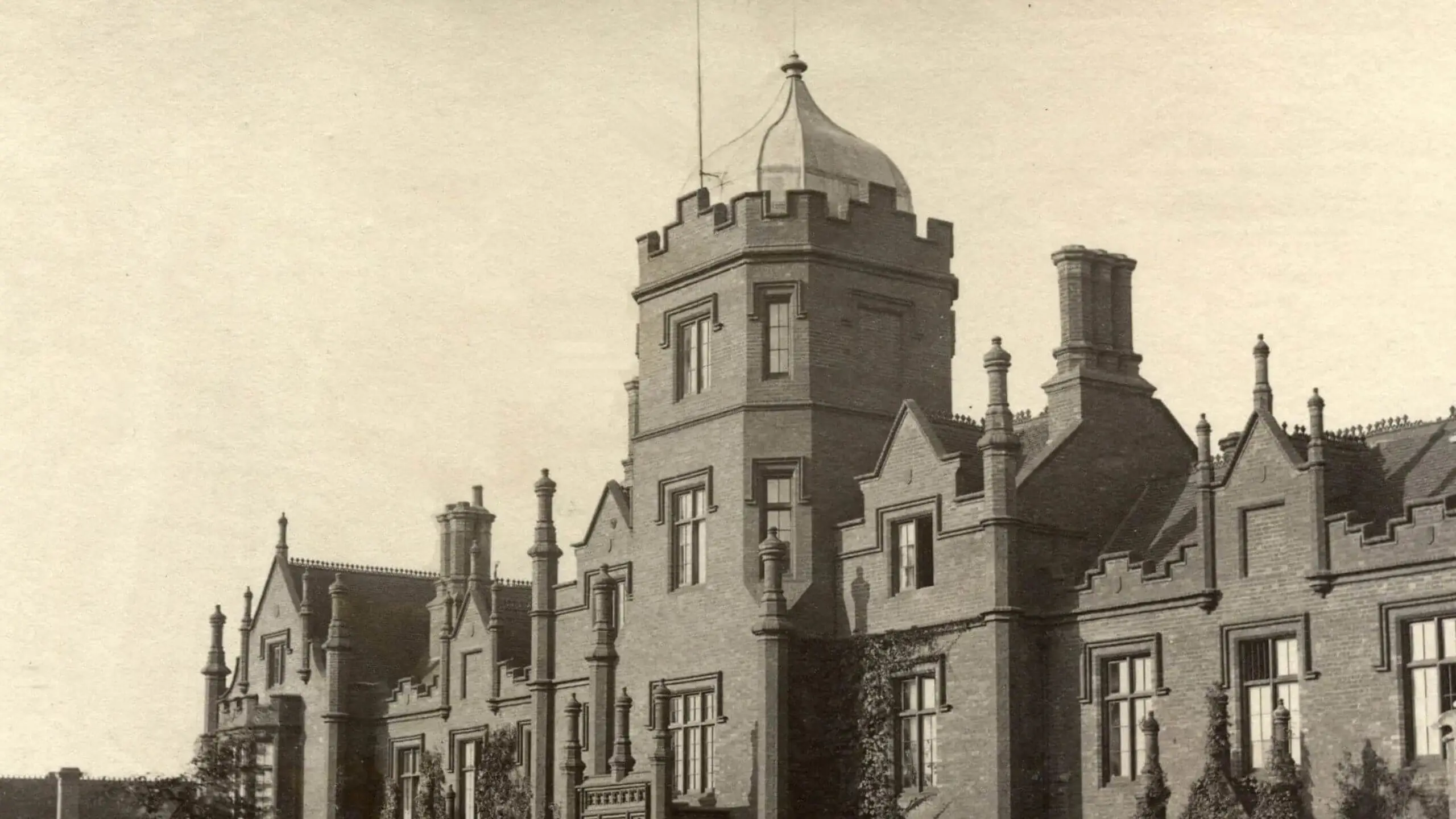 Historic image of the main school building, evoking a sense of tradition and heritage.